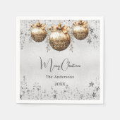 Weihnachtssterne aus Silber-Party Serviette (Vorderseite)