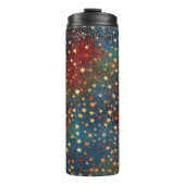 Weihnachtssterne Glitter Festlich Thermosbecher (Vorderseite)