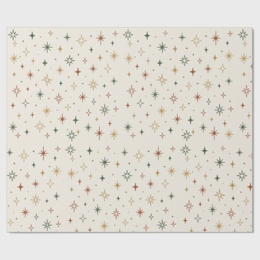 Weihnachtssterne & Glitzer-Muster Geschenkpapier (Flach)