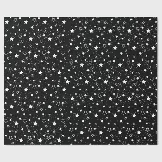 Weihnachtssterne schneeweiße schwarze Muster Geschenkpapier (Flach)