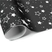 Weihnachtssterne schneeweiße schwarze Muster Geschenkpapier (Rolleneckpunkt)