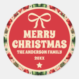 Weihnachtssterne und -bälle runder aufkleber