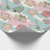 Weihnachtssterne und Bonbons Geschenkpapier (Ecke)