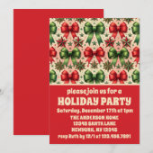 Weihnachtssterne und Bows Feiertag Party Einladung (Vorne/Hinten)
