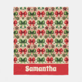 Weihnachtssterne und Bows Muster Fleecedecke (Vorderseite)