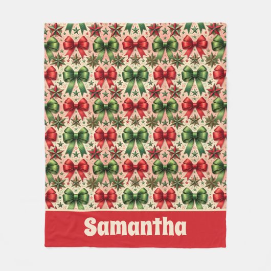 Weihnachtssterne und Bows Muster Fleecedecke (Vorderseite)
