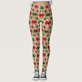 Weihnachtssterne und Bows Muster Leggings (Vorderseite)