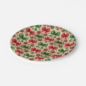 Weihnachtssterne und Bows Muster Pappteller (Schrägansicht)