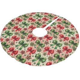 Weihnachtssterne und Bows Muster Polyester Weihnachtsbaumdecke