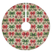 Weihnachtssterne und Bows Muster Polyester Weihnachtsbaumdecke (Vorderseite)