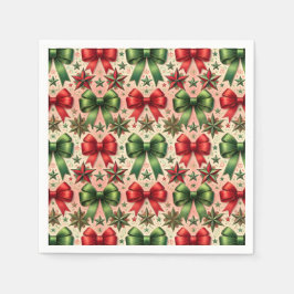 Weihnachtssterne und Bows Muster Serviette