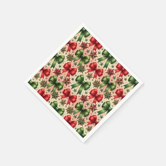 Weihnachtssterne und Bows Muster Serviette (Ecke)