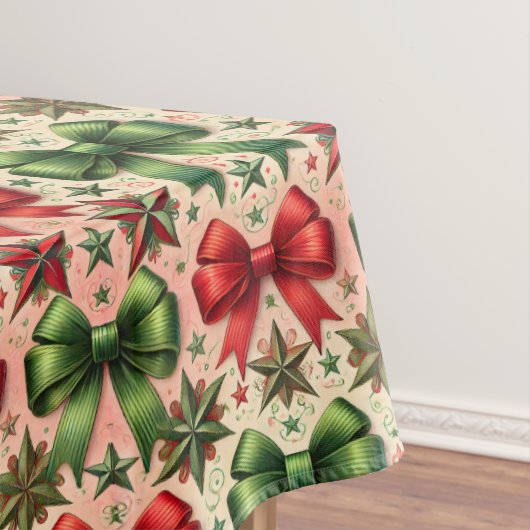 Weihnachtssterne und Bows Muster Tischdecke (Beispiel)
