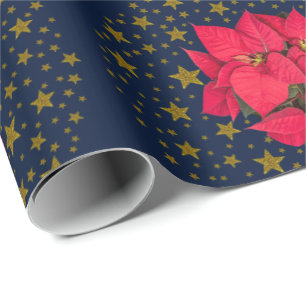 Weihnachtssterne und funkelnd Goldsterne Geschenkpapier