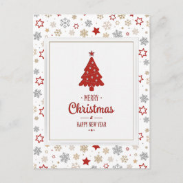 Weihnachtssterne und Schneeflocken Muster Feiertagspostkarte
