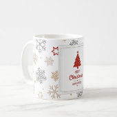 Weihnachtssterne und Schneeflocken Muster Kaffeetasse (Vorderseite Links)