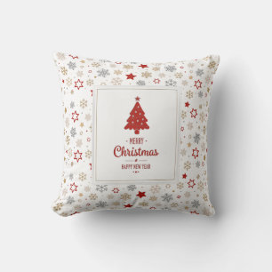 Weihnachtssterne und Schneeflocken Muster Kissen