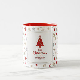 Weihnachtssterne und Schneeflocken Muster Zweifarbige Tasse