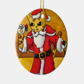 Weihnachtssternkatze Keramik Ornament (Rechts)