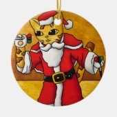 Weihnachtssternkatze Keramik Ornament (Vorne)