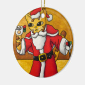 Weihnachtssternkatze Keramik Ornament (Links)