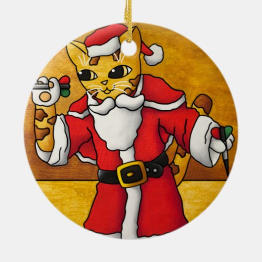 Weihnachtssternkatze Keramik Ornament (Hinten)