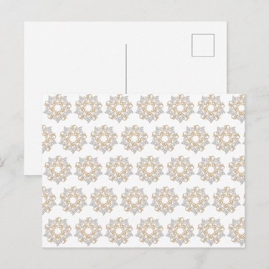 Weihnachtssternmuster Gold Silberne Kalligrafie Ku Postkarte (Vorne/Hinten)