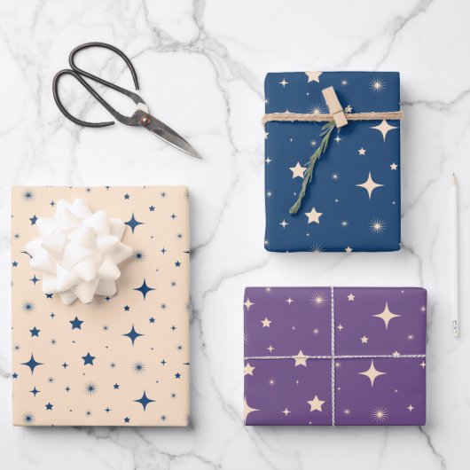 Weihnachtssternnacht Geschenkpapier Set (Vorderseite)