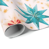 Weihnachtssternornamente Grün Gold Weihnachten Geschenkpapier (Rolleneckpunkt)