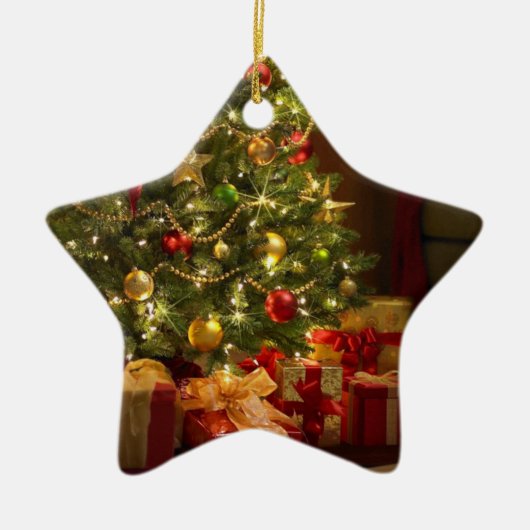 Weihnachtssternschmuck/Tree und Geschenke Keramik Ornament (Vorne)