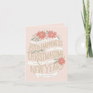 Weihnachtssternzweige und Banner Feiertagskarte