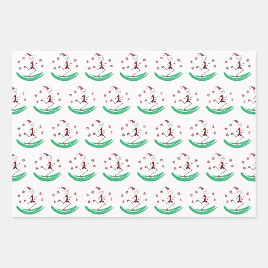 Weihnachtsstick Runner Typ Weihnachtswrapper Geschenkpapier Set (Vorderseite)