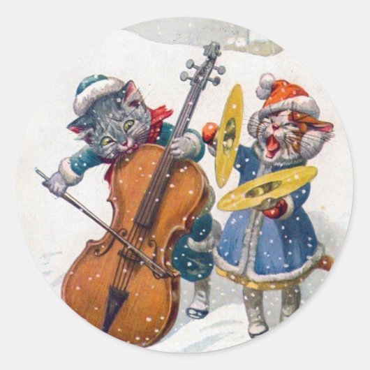 Weihnachtssticker, Arthur Thiele Cats Runder Aufkleber (Vorderseite)