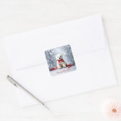 Weihnachtssticker Eisbär Quadratischer Aufkleber (Umschlag)
