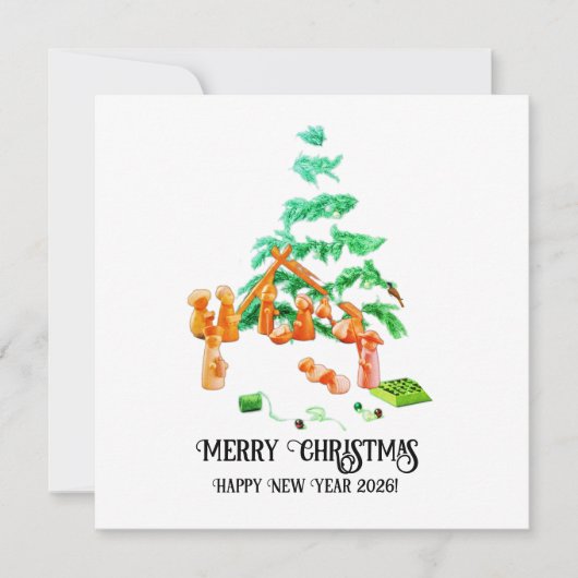 Weihnachtssticker Feiertagskarte (Vorderseite)