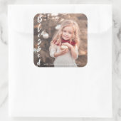Weihnachtssticker für gesegnetes Script-Foto Quadratischer Aufkleber (Tasche)