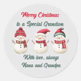 Weihnachtssticker für Grandson Runder Aufkleber
