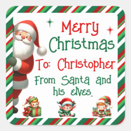 Weihnachtssticker für Kindergeschenke Quadratischer Aufkleber