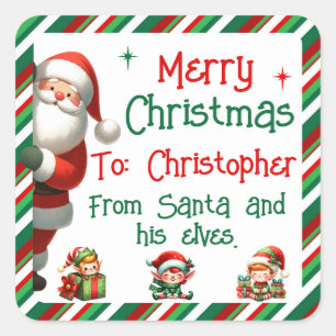 Weihnachtssticker für Kindergeschenke Quadratischer Aufkleber