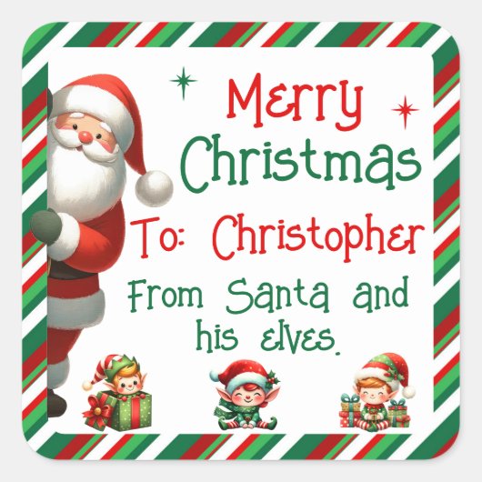 Weihnachtssticker für Kindergeschenke Quadratischer Aufkleber (Vorderseite)