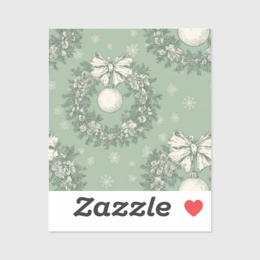 Weihnachtssticker Grün Aufkleber (Blatt)