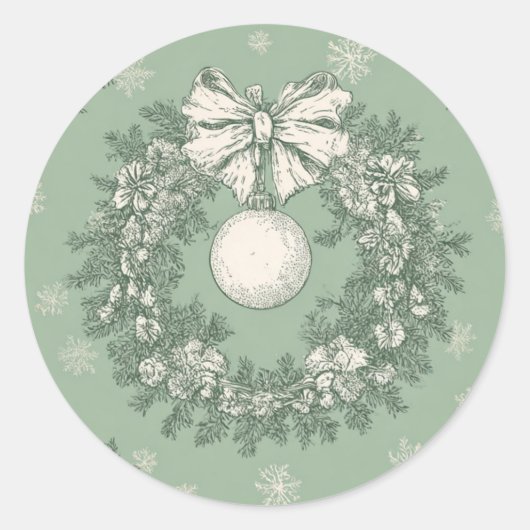 Weihnachtssticker Grün Runder Aufkleber (Vorderseite)