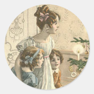 Weihnachtssticker im viktorianischen Stil Runder Aufkleber