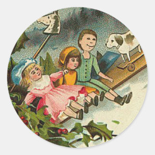 Weihnachtssticker im viktorianischen Stil Runder Aufkleber