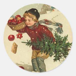 Weihnachtssticker im viktorianischen Stil Runder Aufkleber