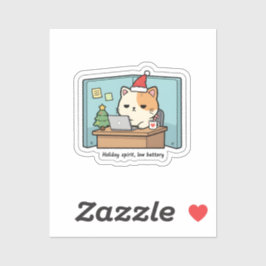Weihnachtssticker mit Katze und leerem Akku  Aufkleber
