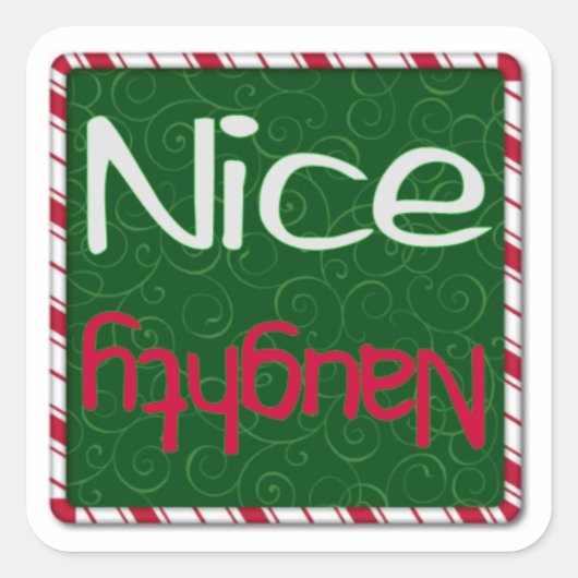 Weihnachtssticker - Naughty oder Nice Quadratischer Aufkleber (Vorderseite)