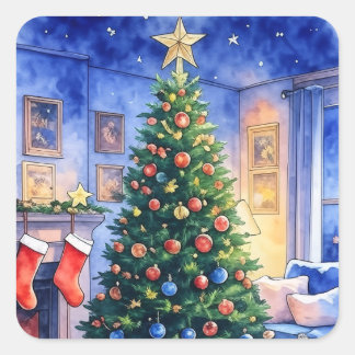 Weihnachtssticker Quadratischer Aufkleber