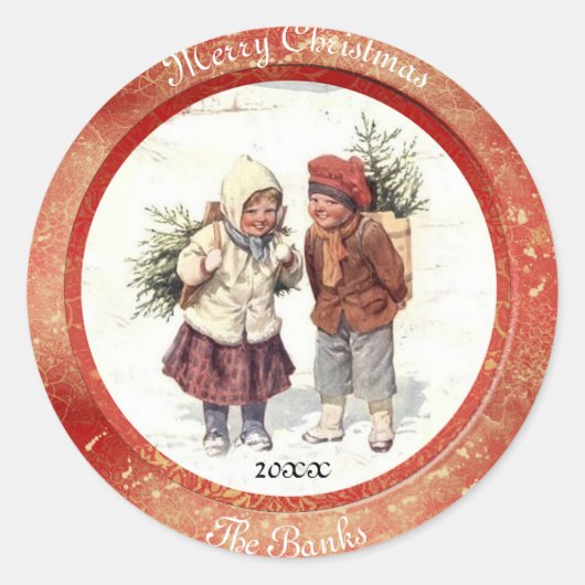 Weihnachtssticker Runder Aufkleber (Vorderseite)