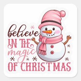 „Weihnachtssticker-Set – Weihnachtsmann, Schneeman Quadratischer Aufkleber